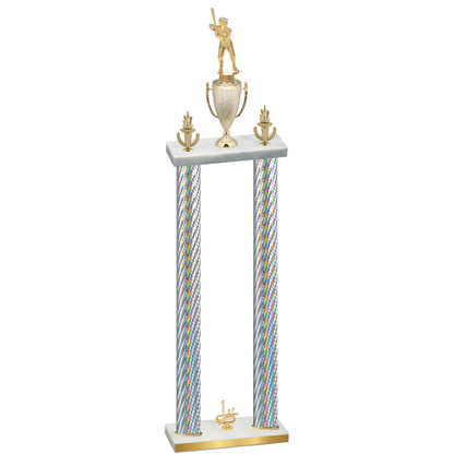 Double Silver Carbon Fiber First Place Baseball Trophy