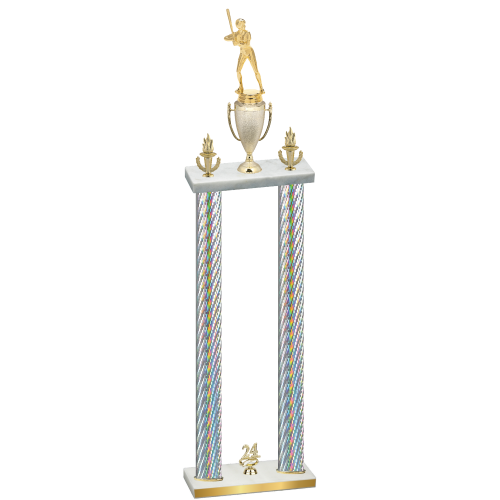 Double Silver Carbon Fiber Year Softball Trophy