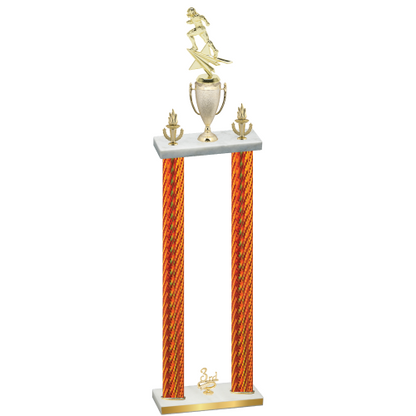 Double Orange Carbon Fiber Third Place Football Trophy