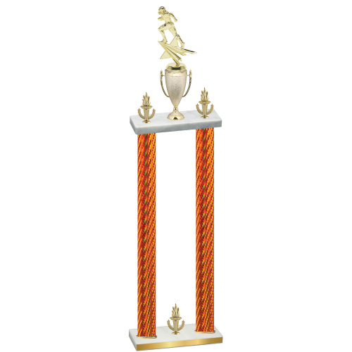 Double Orange Carbon Fiber Victory Football Trophy