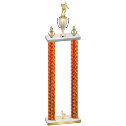 Double Orange Carbon Fiber Fourth Place Rugby Trophy