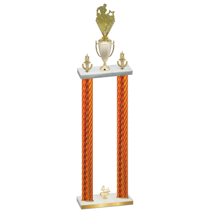 Double Orange Carbon Fiber Fourth Place Rugby Trophy