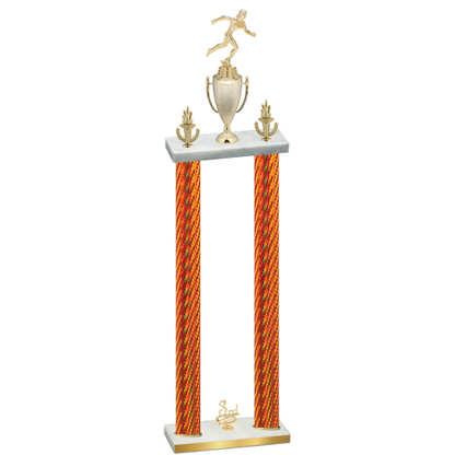 Double Orange Carbon Fiber Third Place Running Trophy