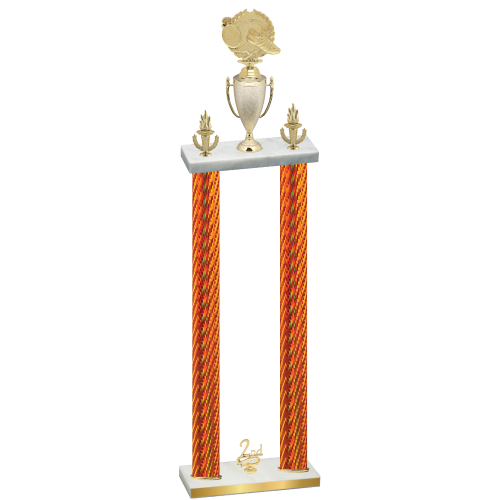 Double Orange Carbon Fiber Second Place Running Trophy
