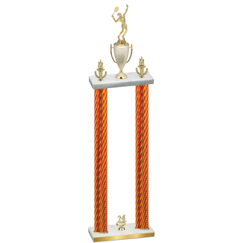 Double Orange Carbon Fiber Year Tennis Trophy