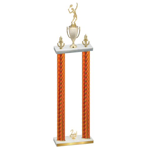 Double Orange Carbon Fiber Second Place Tennis Trophy