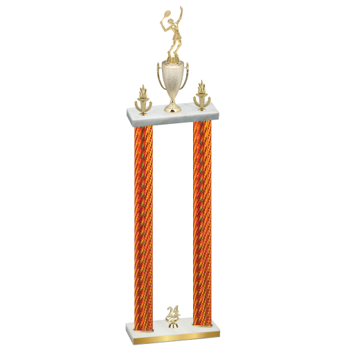 Double Orange Carbon Fiber Year Tennis Trophy