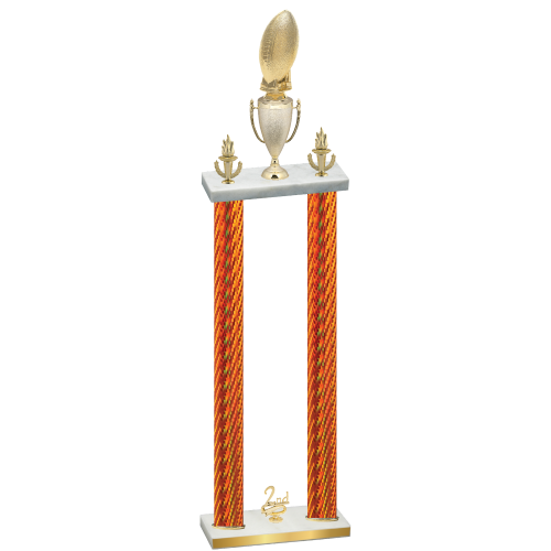 Double Orange Carbon Fiber Second Place Football Trophy