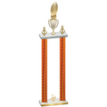 Double Orange Carbon Fiber Third Place Football Trophy