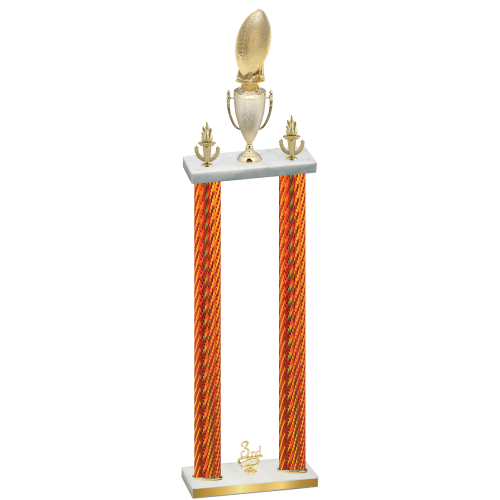 Double Orange Carbon Fiber Third Place Football Trophy