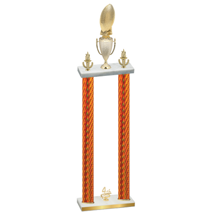 Double Orange Carbon Fiber Fourth Place Football Trophy