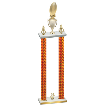 Double Orange Carbon Fiber Year Football Trophy