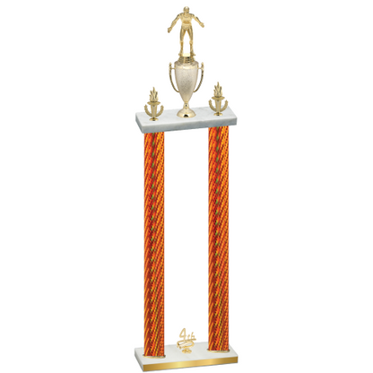 Double Orange Carbon Fiber Fourth Place Wrestling Trophy