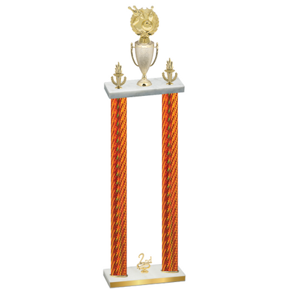 Double Orange Carbon Fiber Second Place Bowling Trophy