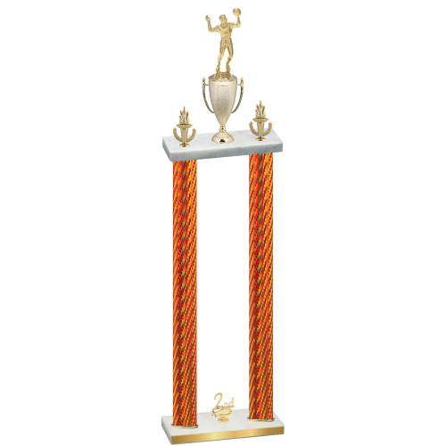 Double Orange Carbon Fiber Second Place Volleyball Trophy