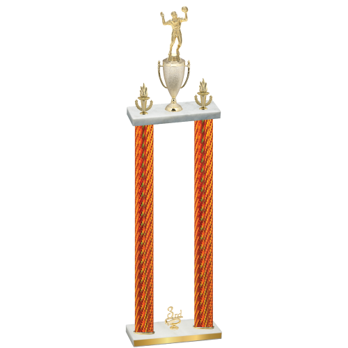 Double Orange Carbon Fiber Third Place Volleyball Trophy