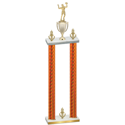 Double Orange Carbon Fiber Victory Volleyball Trophy