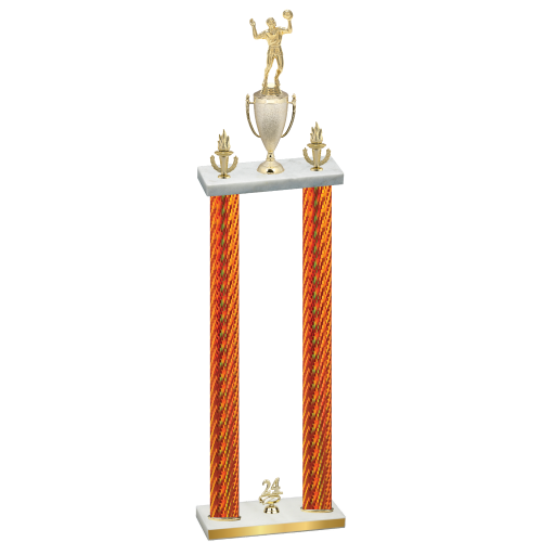 Double Orange Carbon Fiber Year Volleyball Trophy