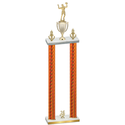 Double Orange Carbon Fiber Year Volleyball Trophy