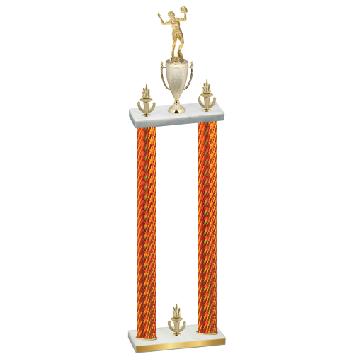 Double Orange Carbon Fiber Victory Volleyball Trophy