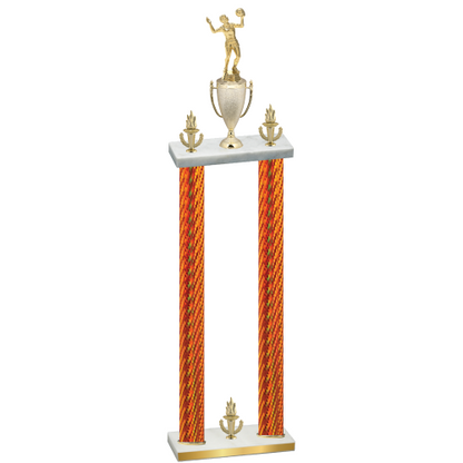 Double Orange Carbon Fiber Victory Volleyball Trophy