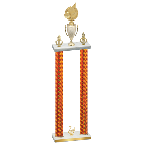 Double Orange Carbon Fiber Second Place Volleyball Trophy