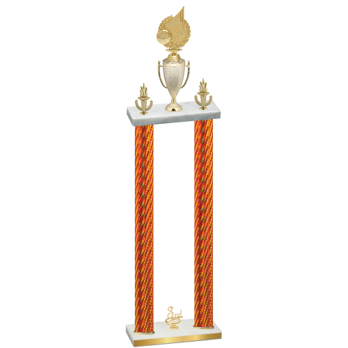 Double Orange Carbon Fiber Third Place Volleyball Trophy