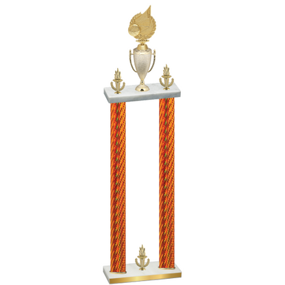 Double Orange Carbon Fiber Victory Volleyball Trophy