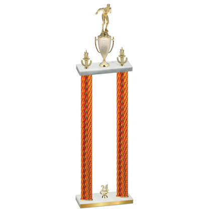 Double Orange Carbon Fiber Year Swimming Trophy
