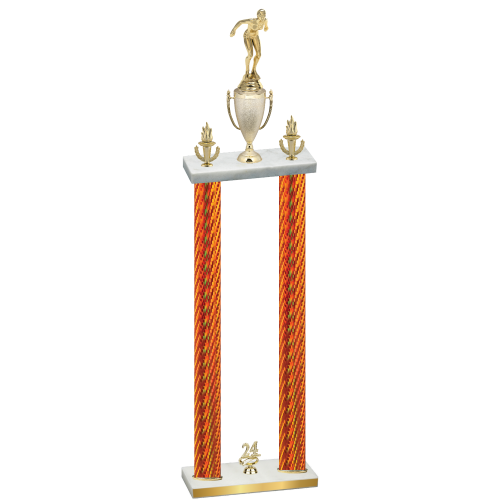 Double Orange Carbon Fiber Year Tennis Trophy