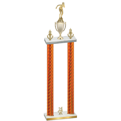 Double Orange Carbon Fiber Year Tennis Trophy