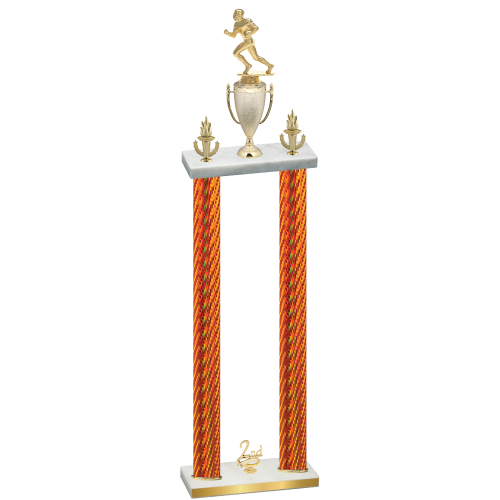 Double Orange Carbon Fiber Second Place Football Trophy