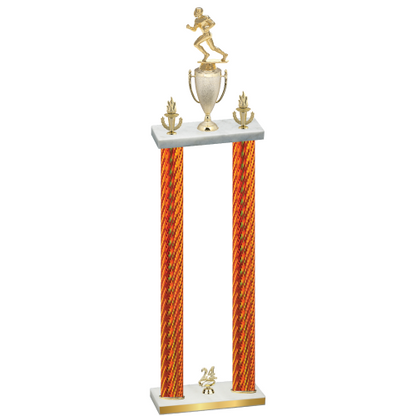 Double Orange Carbon Fiber Year Football Trophy