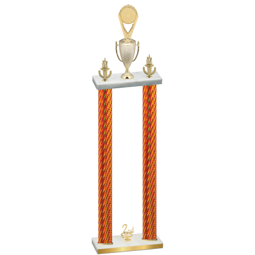 Double Orange Carbon Fiber Second Place Insert Trophy
