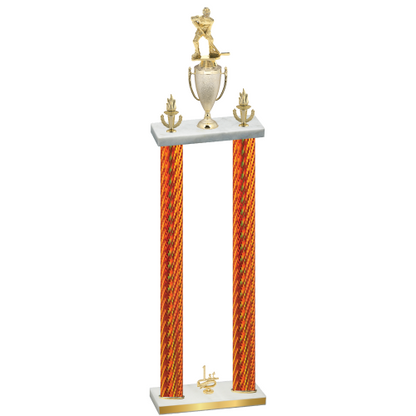 Double Orange Carbon Fiber First Place Hockey Trophy