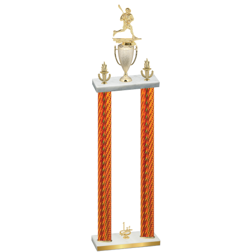 Double Orange Carbon Fiber First Place Lacrosse Trophy