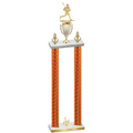 Double Orange Carbon Fiber Third Place Lacrosse Trophy