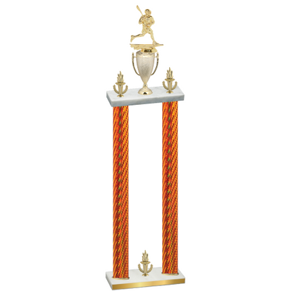 Double Orange Carbon Fiber Victory Lacrosse Trophy