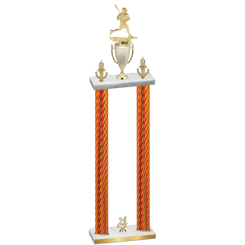 Double Orange Carbon Fiber Year Lacrosse Trophy