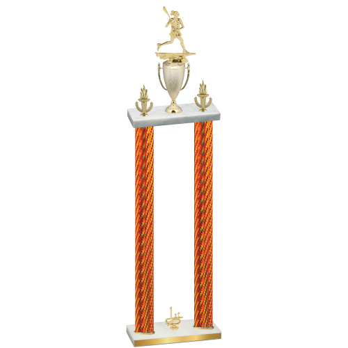 Double Orange Carbon Fiber First Place Lacrosse Trophy