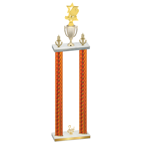 Double Orange Carbon Fiber Second Place Pickleball Trophy