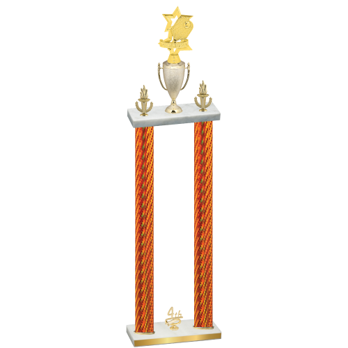 Double Orange Carbon Fiber Fourth Place Pickleball Trophy