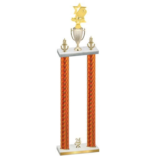 Double Orange Carbon Fiber Year Pickleball Trophy