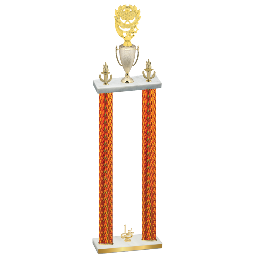 Double Orange Carbon Fiber First Place Pickleball Trophy