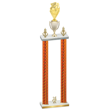 Double Orange Carbon Fiber Year Pickleball Trophy