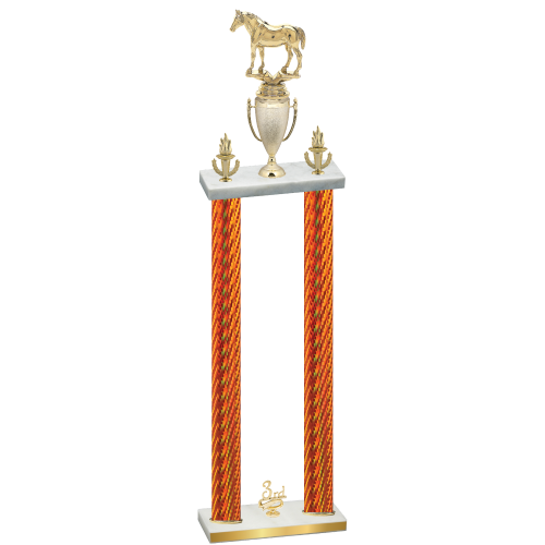 Double Orange Carbon Fiber Third Place Horses Trophy