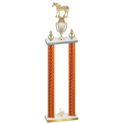 Double Orange Carbon Fiber Third Place Horses Trophy