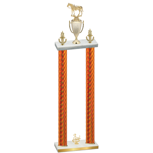 Double Orange Carbon Fiber Third Place Horses Trophy