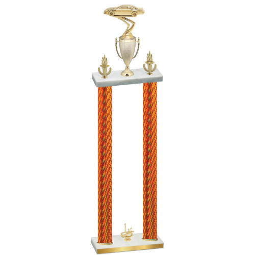 Double Orange Carbon Fiber First Place Cars Trophy
