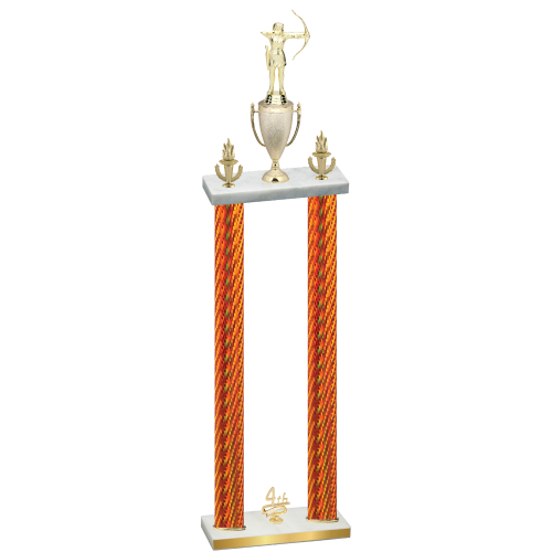 Double Orange Carbon Fiber Fourth Place Archery Trophy
